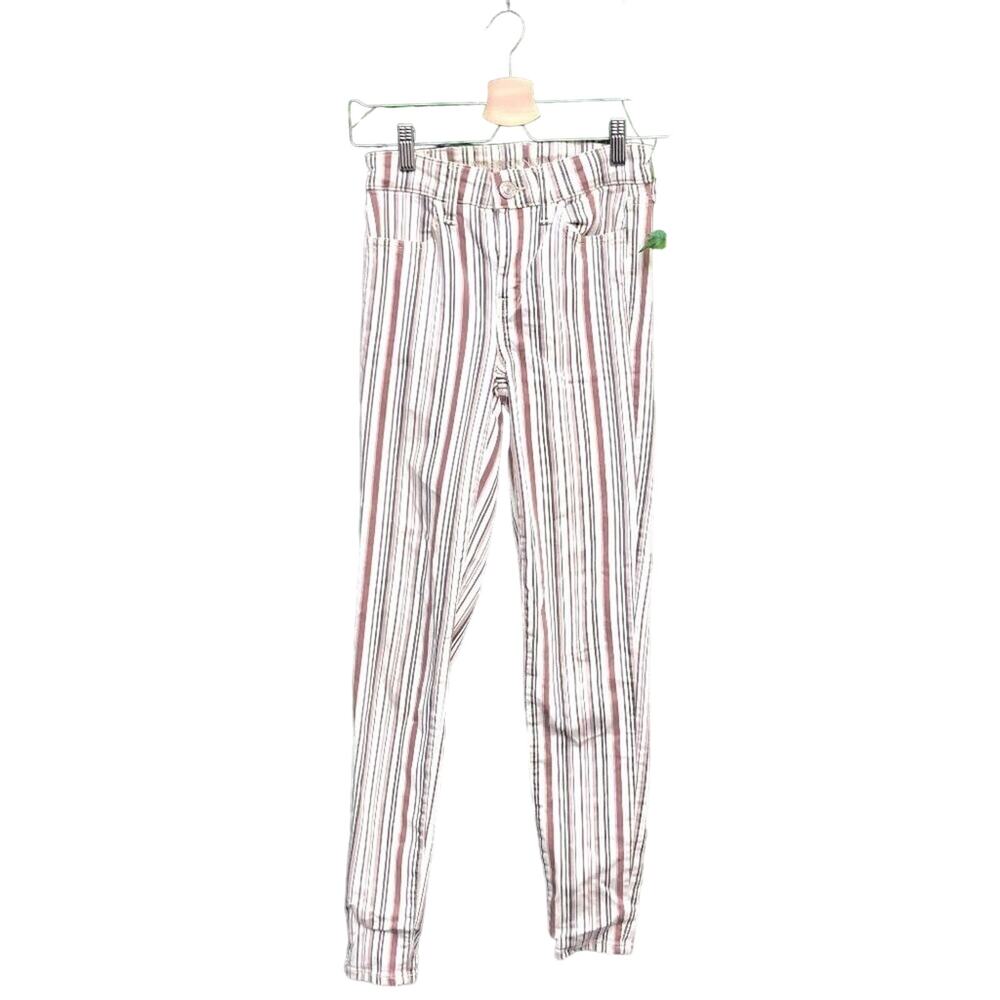 American Eagle High Rise Neutral vertical Stripe Skinny Jeans 0